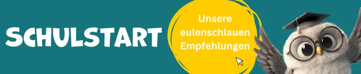 Grafik mit einer Eule, die die Flügel ausbreitet. Dazu der Text „Schulstart: Unsere eulenschlauen Empfehlungen“