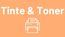 Das Wort "Tinte & Toner" mit einem Drucker Icon.