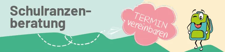 Grafik mit dem Text „Schulranzenberatung – Termin vereinbaren“.