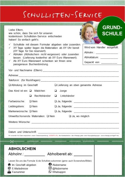 Abbildung einer Schulliste