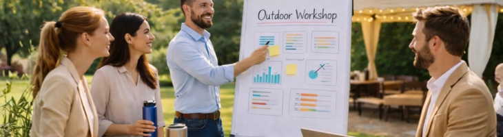 Kollegen beim Outdoor Workshop.