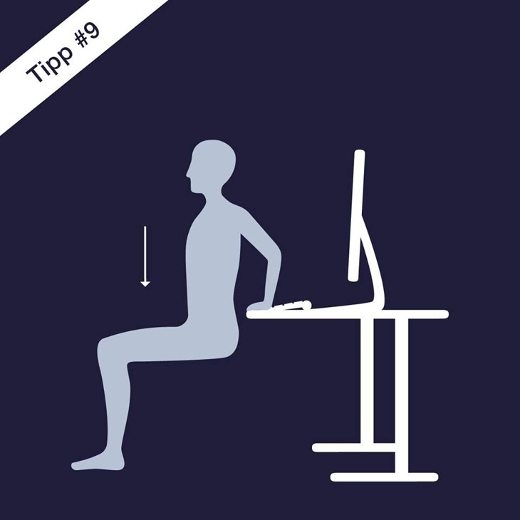 Grafik mit einer Übung für mehr Ergonomie am Schreibtisch.