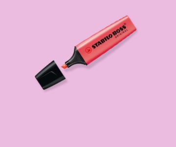 Textmarker vor pinkem Hintergrund.