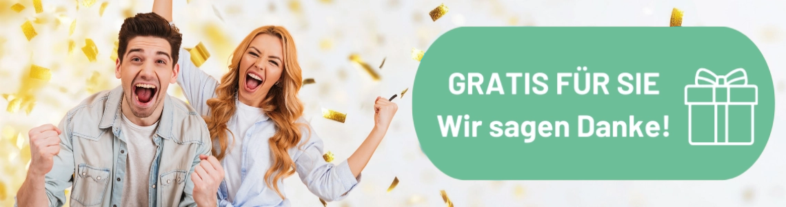 Eine Frau und ein Mann freuen sich vor Konfetti.