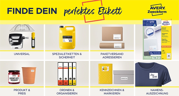 Etiketten Übersicht von Avery Zweckform