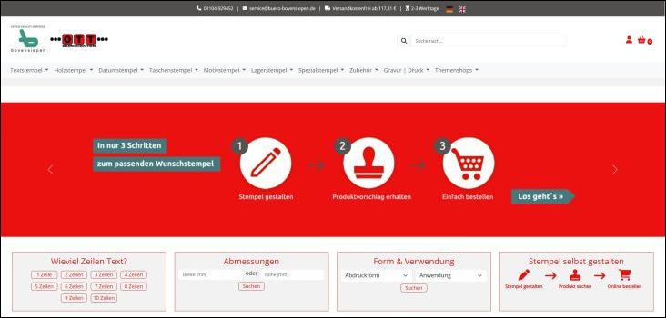 Screenshot vom Stempelshop der Fa. Bovensiepen