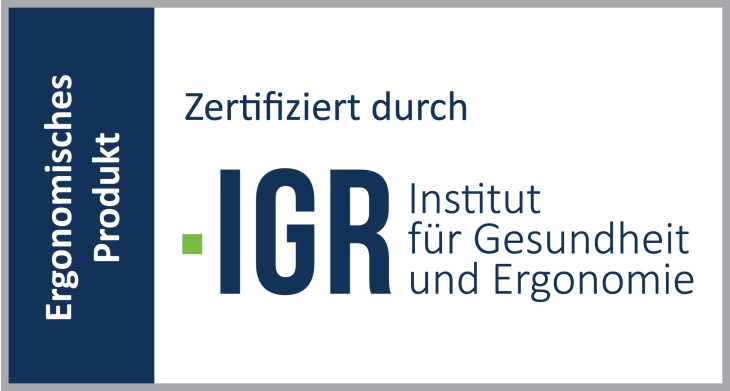 "Ergonomisches Produkt Zertifiziert durch IGR-Institur für Gesundheit und Ergonomie"
