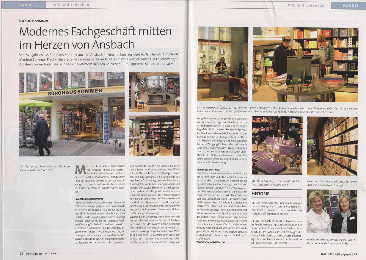 Zeitungsbericht über Fa. Sommer in Ansbach