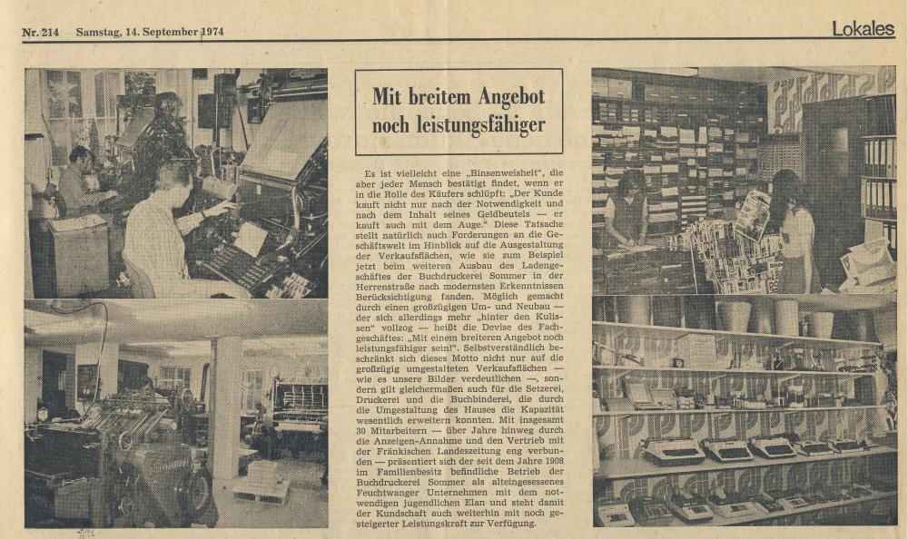 Zeitungsanzeige 1974