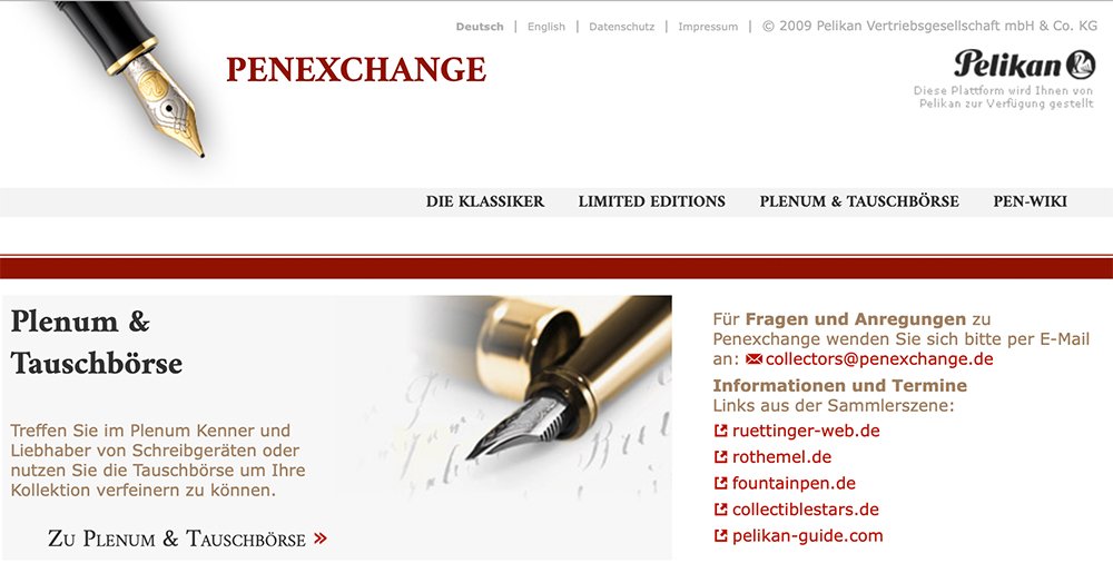 Ein Scrennshot des Forums Penexchange aus dem Jahr 2019, welches von Pelikan unterstützt wird.