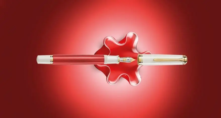 Imagebild des Füllfederhalters M600 rot/weiß von Pelikan.