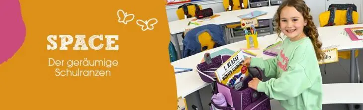 Werbebanner für den Schulranzen SPACE von Step by Step.
