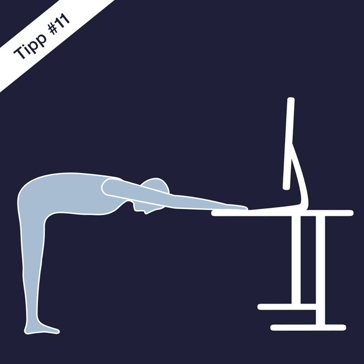 Grafik mit einer Übung für mehr Ergonomie am Schreibtisch.