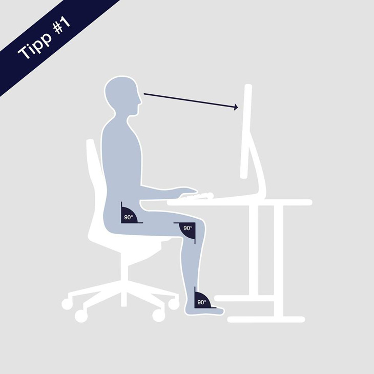 Grafik mit einer Übung für mehr Ergonomie am Schreibtisch.