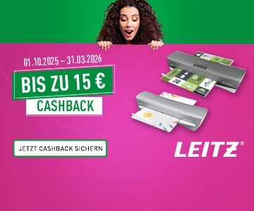 Banner zur Leitz Cashbackaktion für Laminiergeräte