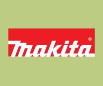 Makita Logo auf grünem Hintergrund.