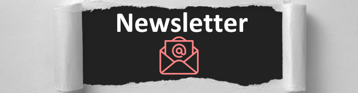 Das Wort "Newsletter" und ein Briefumschlag auf einem schwarzen Hintergrund