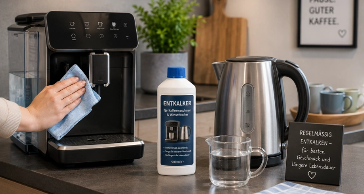 Kaffeemaschine und Wasserkocher in der Büroküche entkalken