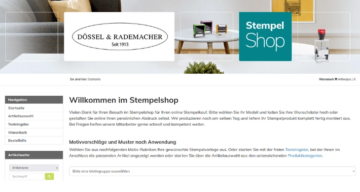 Abbildung des Stempelshops von Dössel & Rademacher.
