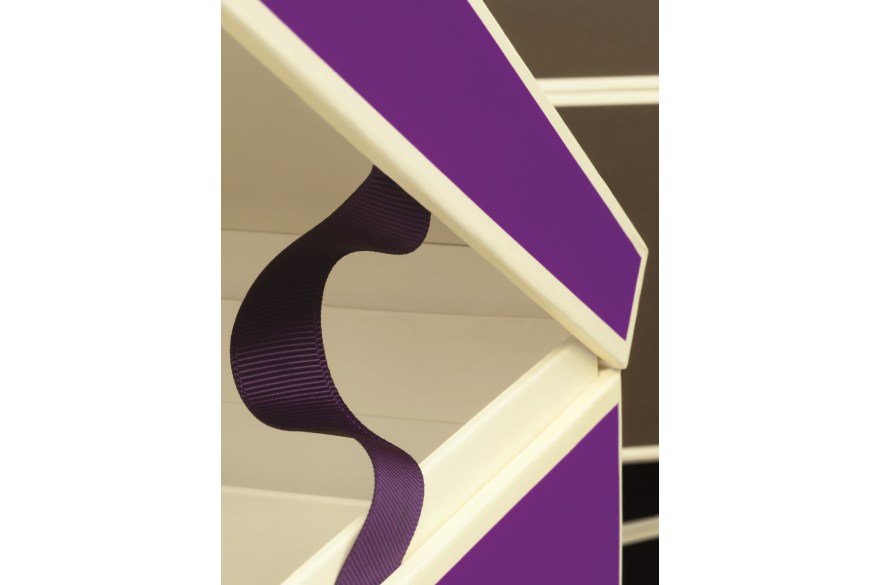 Nahaufnahme des Verschlussbands bei einer Semikolon Box.