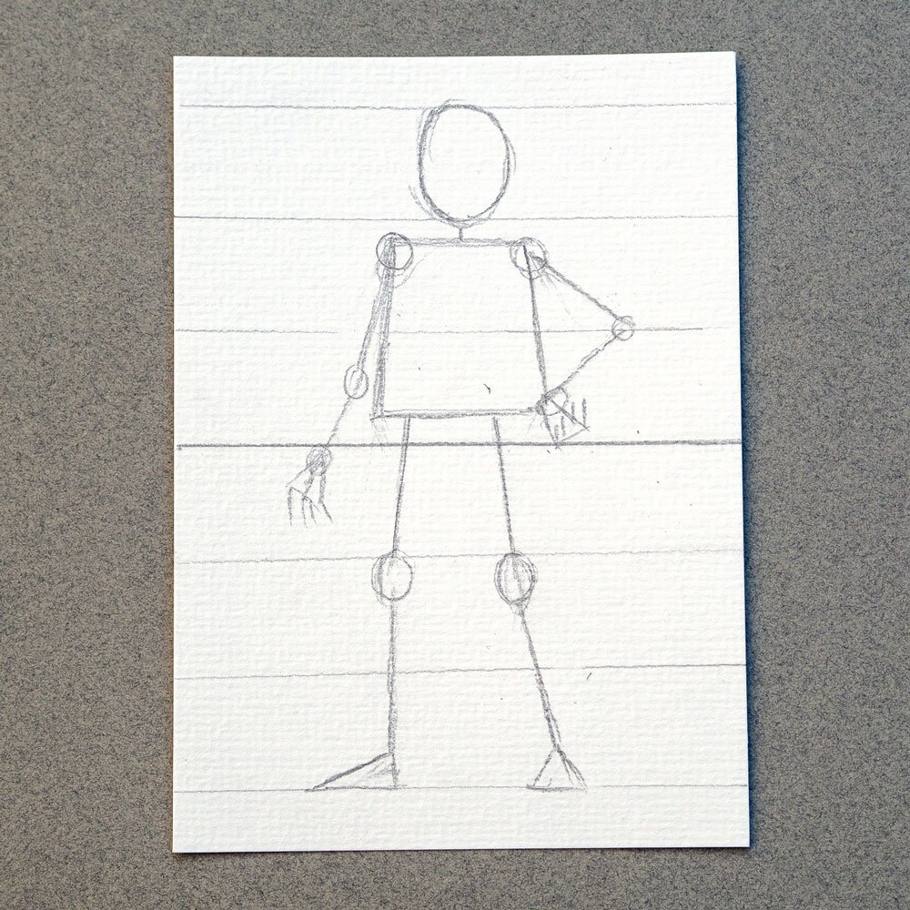 Mit Bleistift gezeichnetes Strichmännchen