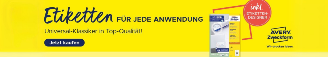Banner von Avery Zweckform zu Etiketten.