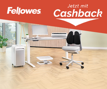 Cashback Fellowes zu Aktenvernichter, Binde- und Laminiergeräte und Schreibtischlösungen