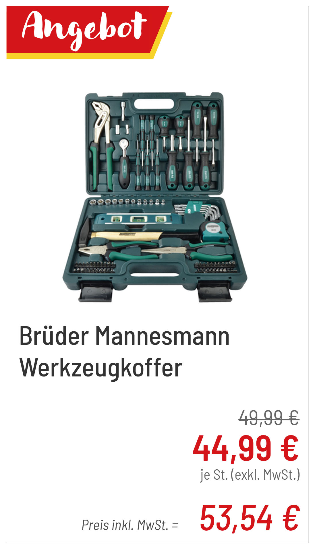 Brüder Mannesmann Werkzeugkoffer für 53,54 €