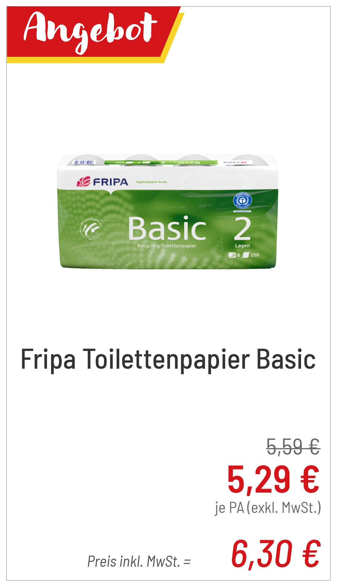 Fripa Toilettenpapier Basic für 6,30 € je PA