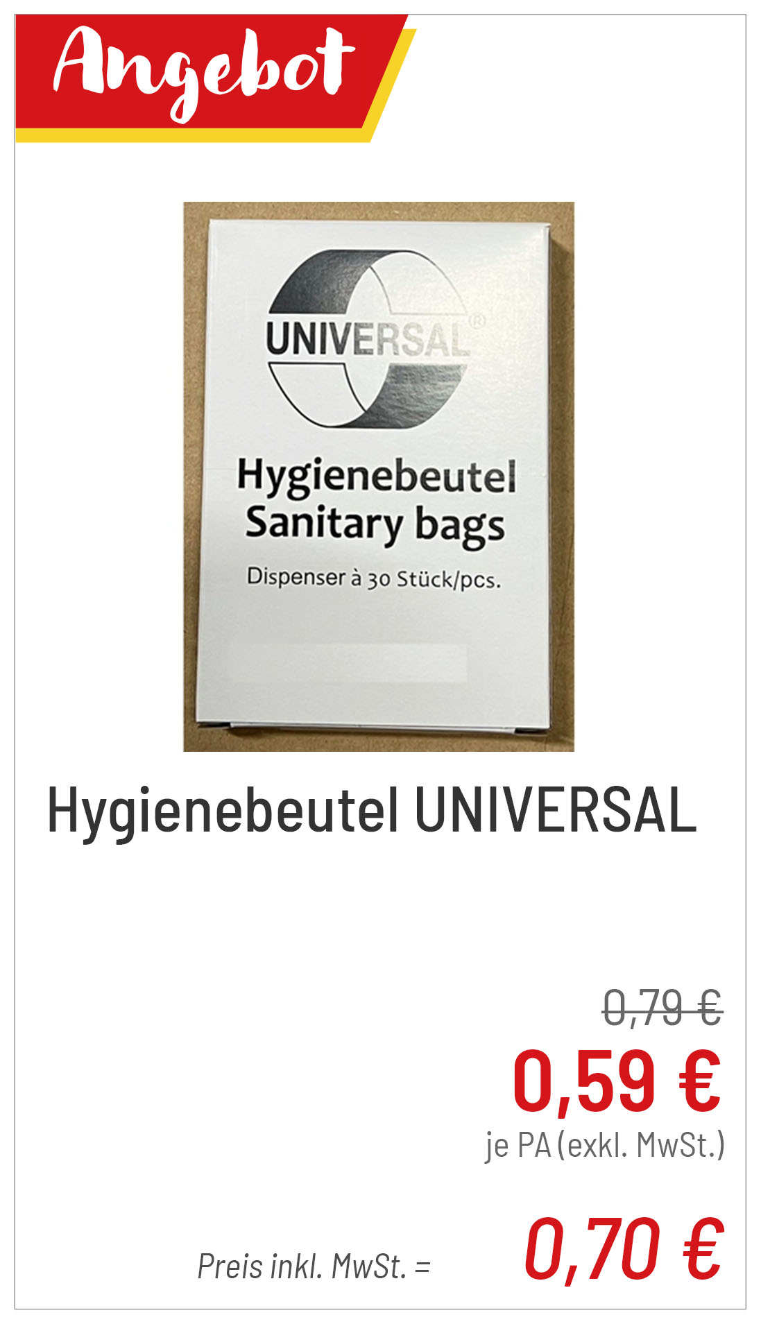 Hygienebeutel UNIVERSAL für 0,70€
