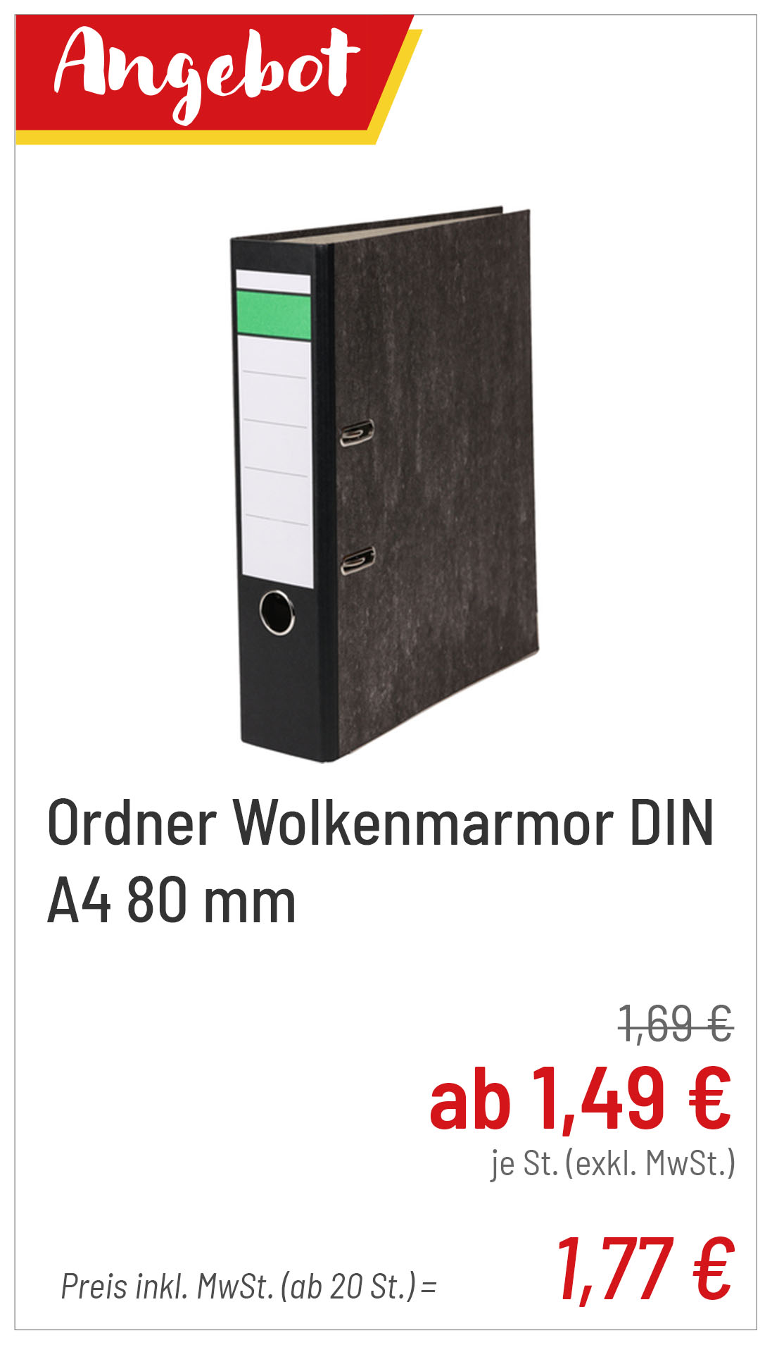 Ordner Wolkenmarmor DIN A4 80 mm ab 1,49 € je St.