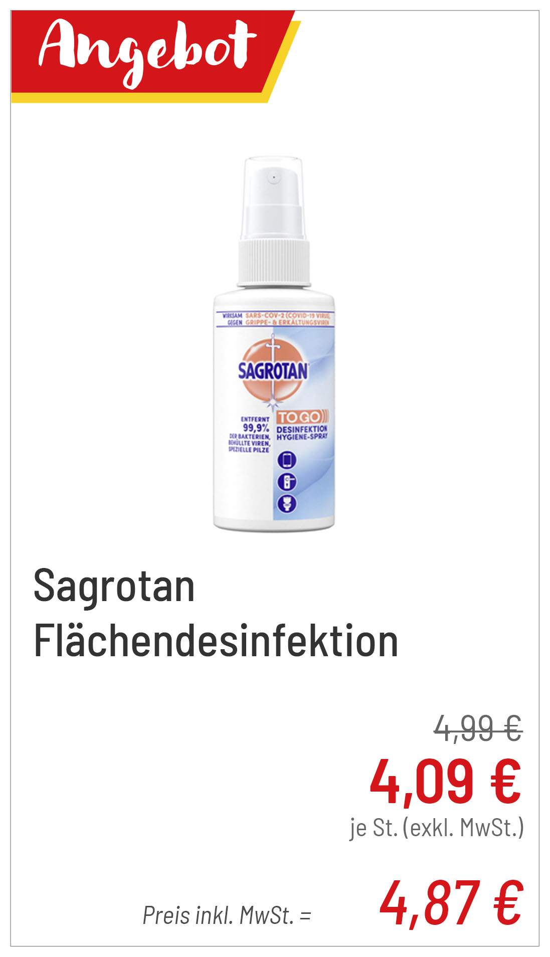 Sagrotan Flächendesinfektion Hygiene Spray für 4,87 €