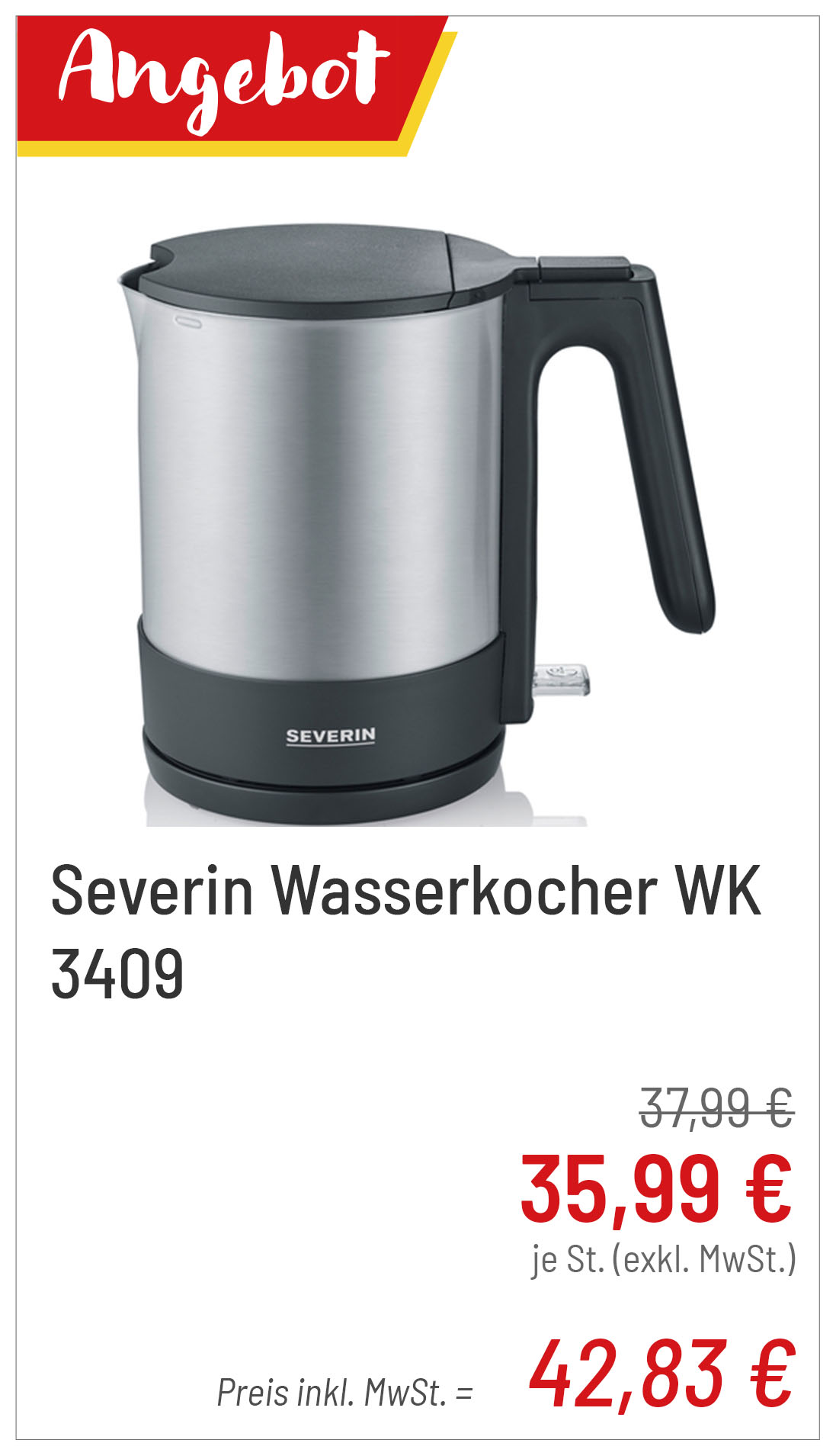 Severin Wasserkocher WK 3409 für 42,83 €