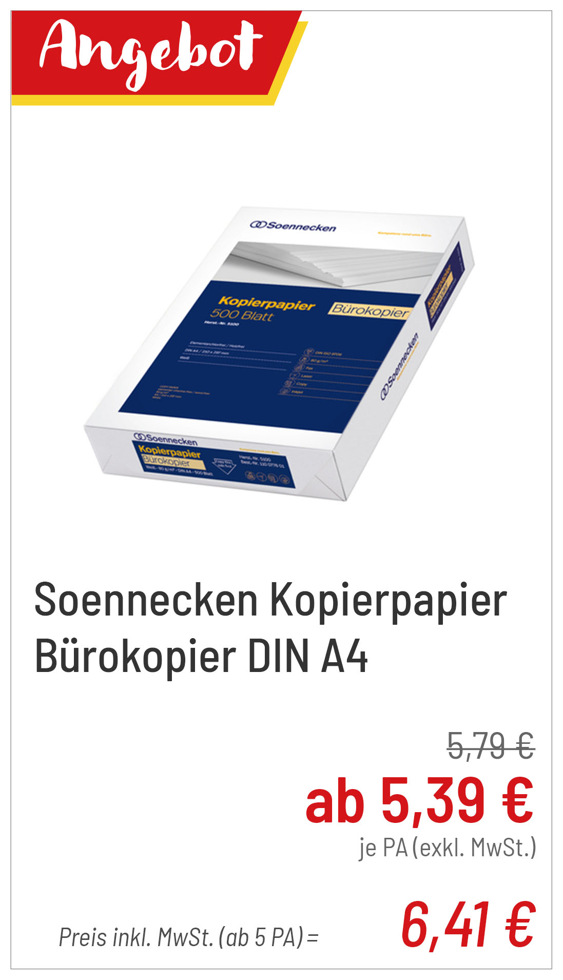 Kopierpapier ab 6,41 € je PA
