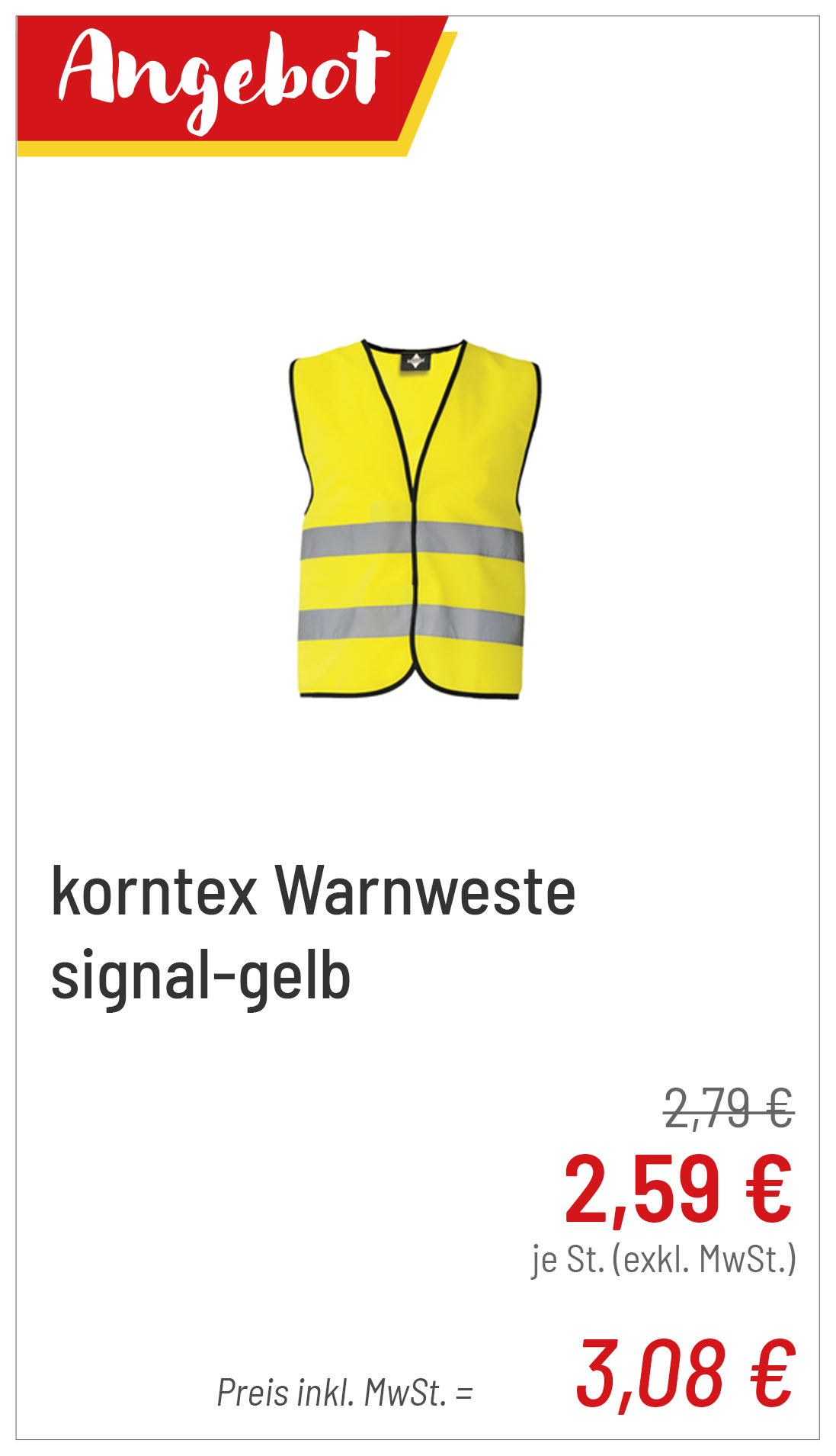 korntex Warnweste signal-gelb für 3,08 €