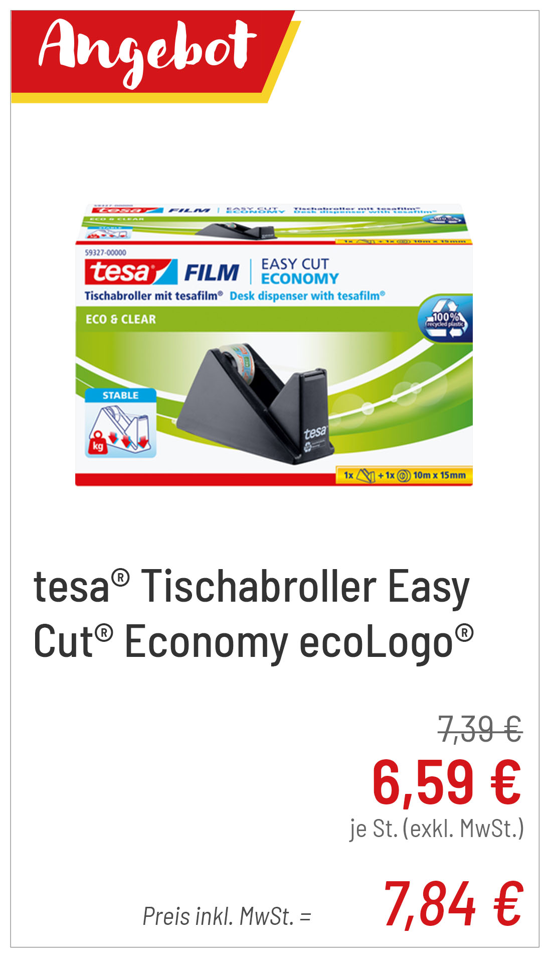 tesa® Tischabroller Easy Cut® Economy ecoLogo® Promo für 7,84 €