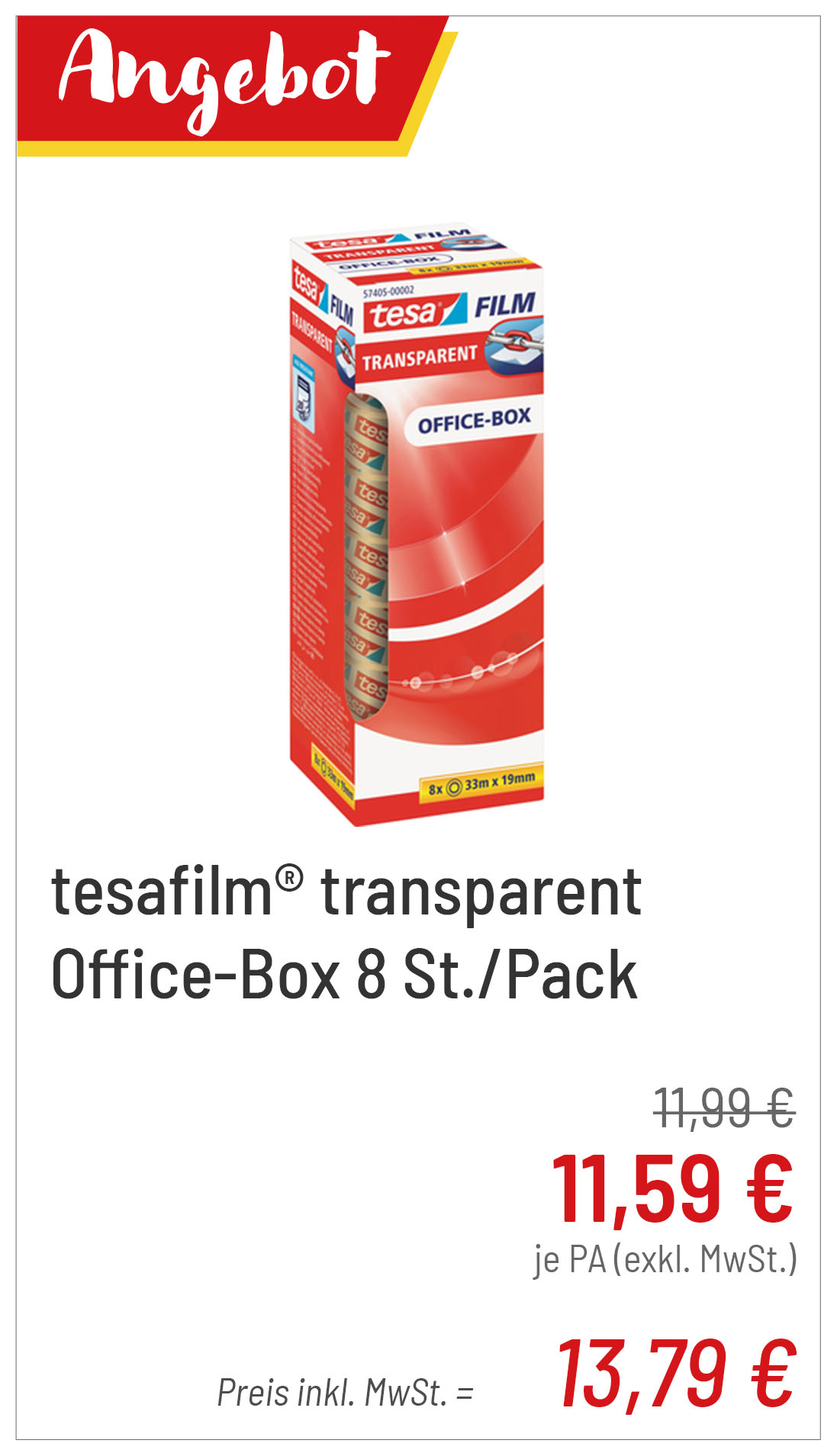 tesafilm® transparent Office-Box 8 St./Pack für 13,79 €