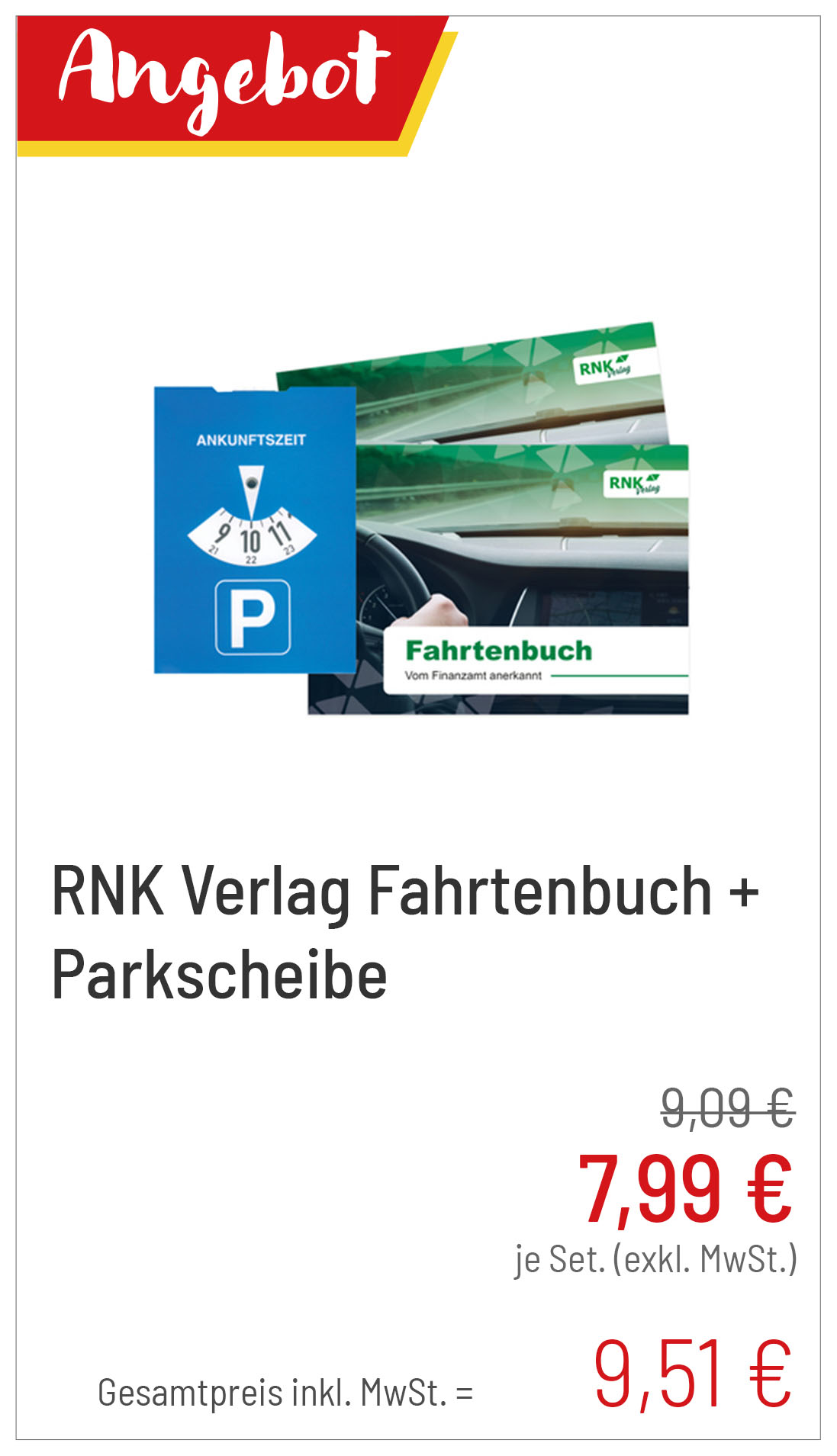 RNK Verlag Fahrtenbuch + Parkscheibe für 9,51 €