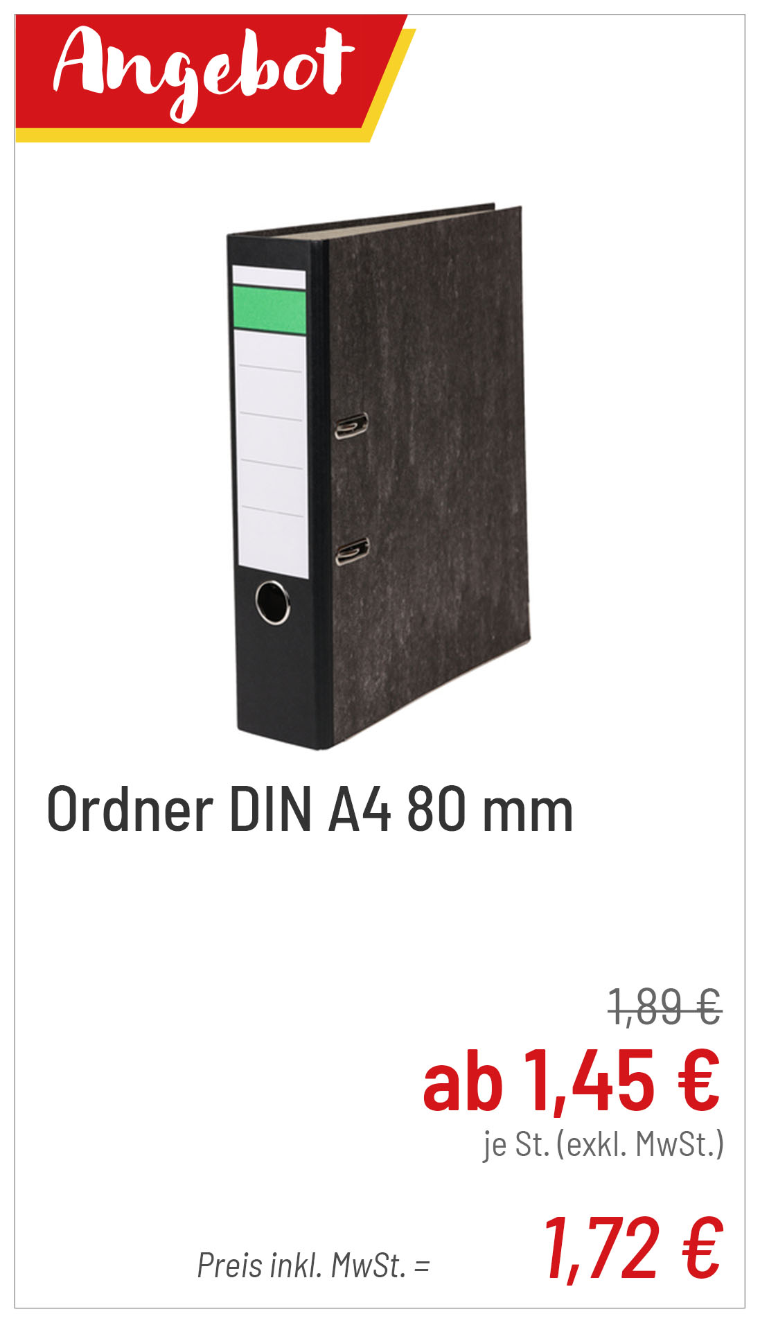 Ordner DIN A4 80mm ab 1,72€