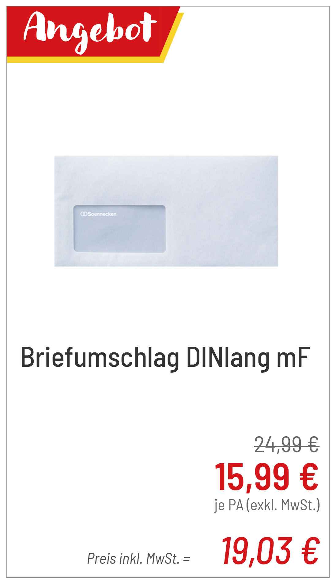 Briefumschlag DINlang mf für 19,03€
