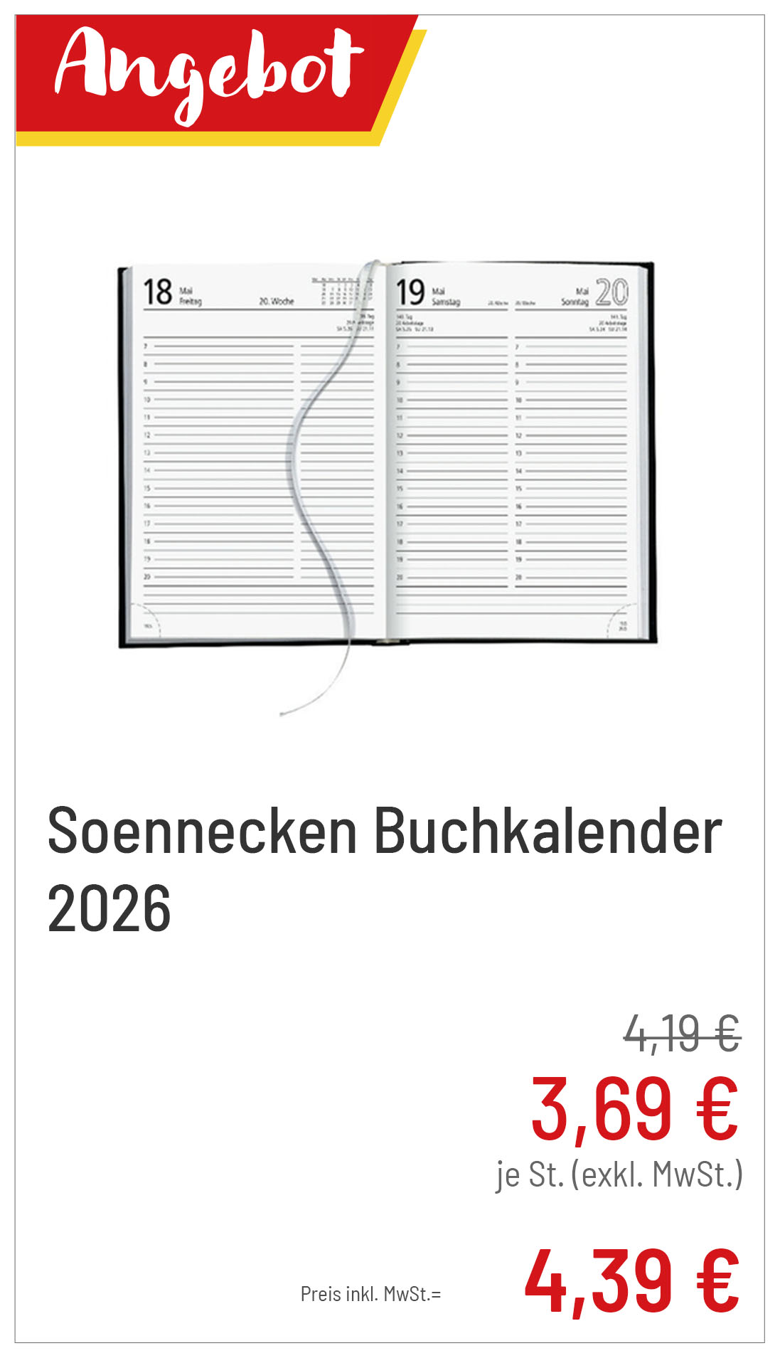 Soennecken Buchkalender 2026 für 4,39€