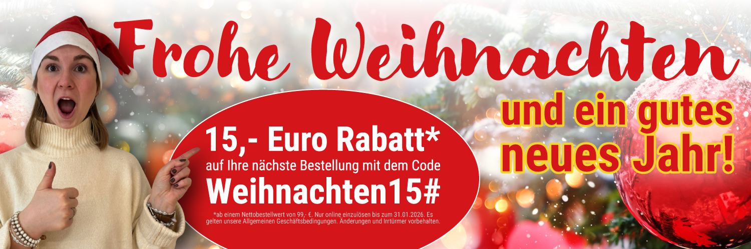 Frohe Weihnachten:15,-€ Rabatt mit Weihnachten15#