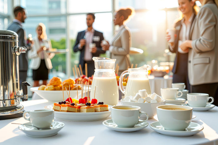 Kaffee & Kuchen stehen auf einem Tisch
