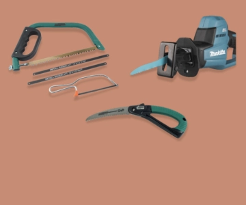 Sägen vor braunem Hintergrund.