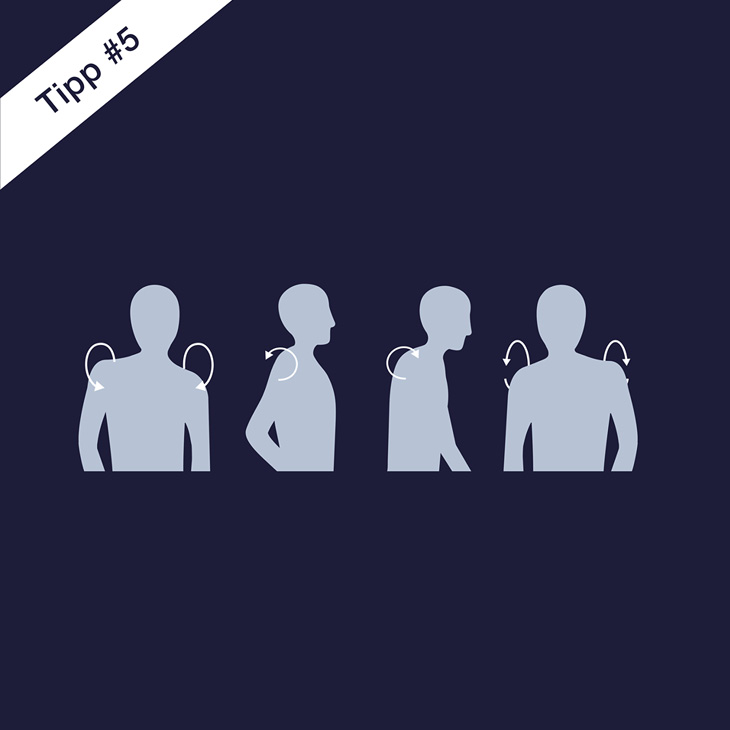 Grafik mit einer Übung für mehr Ergonomie am Schreibtisch.