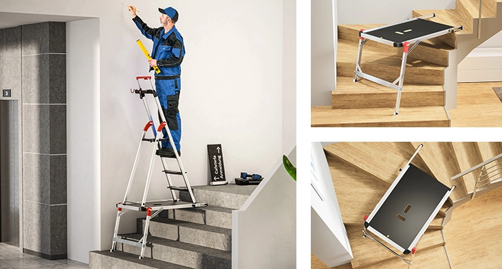 Hailo Treppenpodest im Einsatz auf einer Treppe. 