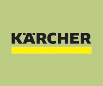 Kärcher Logo auf grünem Hintergrund.