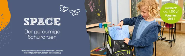 Werbebanner für den Schulranzen SPACE von Step by Step.