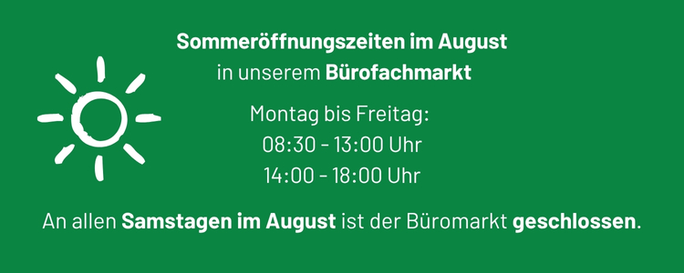 Banner zu geänderten Öffnungszeiten im August