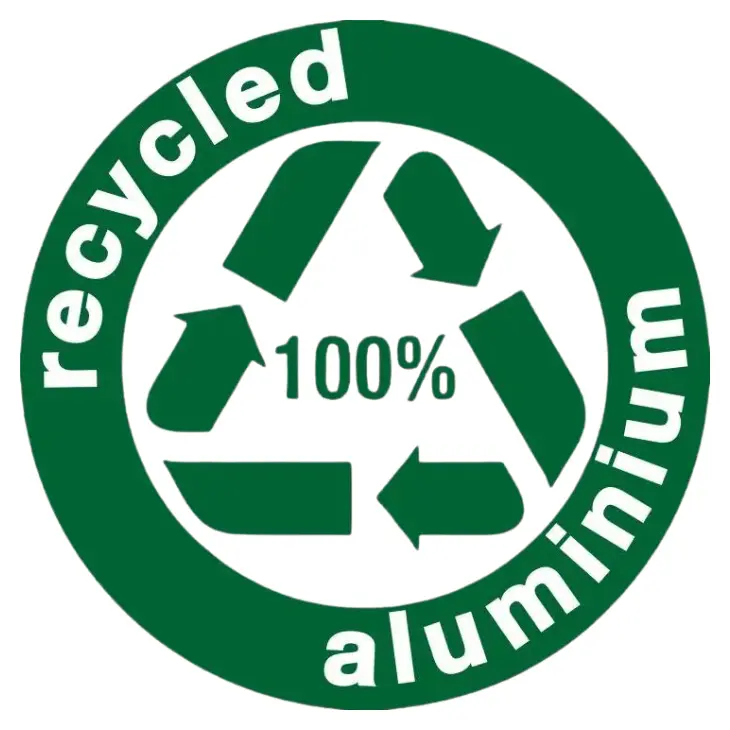 100% recycled aluminium Siegel